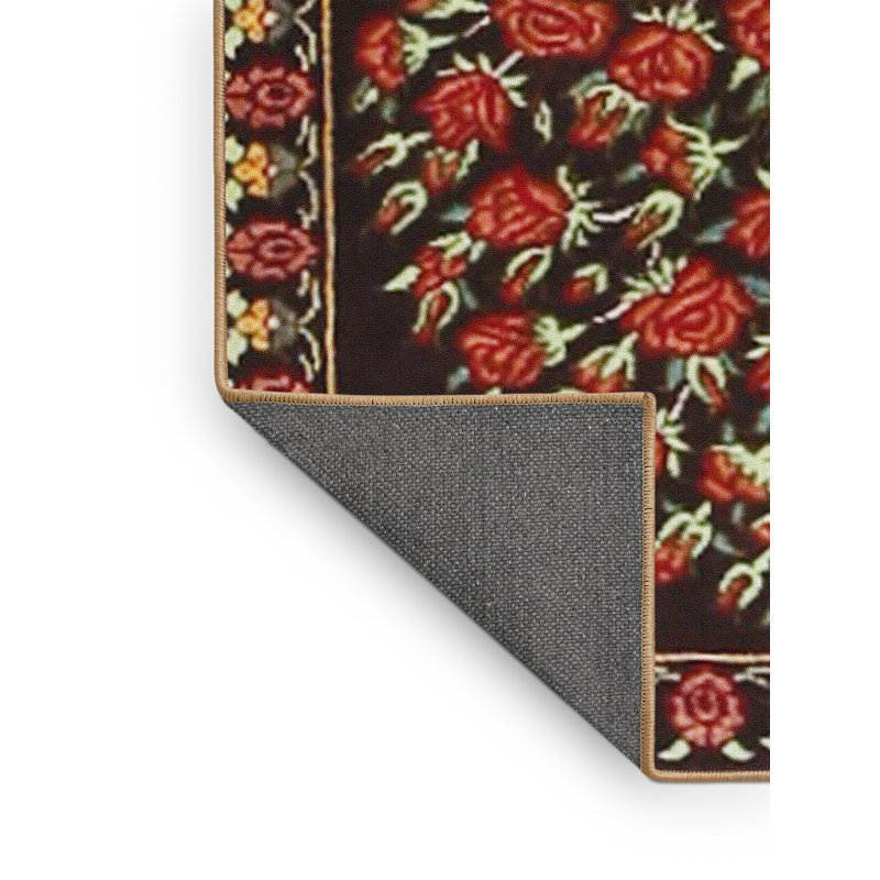 Tapis rouge à motif floral, Rectangle 5 pi x 7 pi