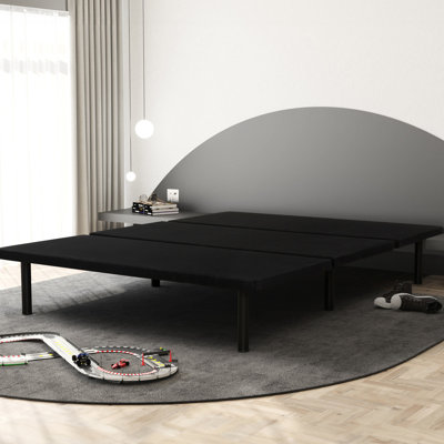 Structure de lit plateforme simple en métal noir rembourré TG pour un sommeil confortable et une organisation facile dans la chambre à coucher