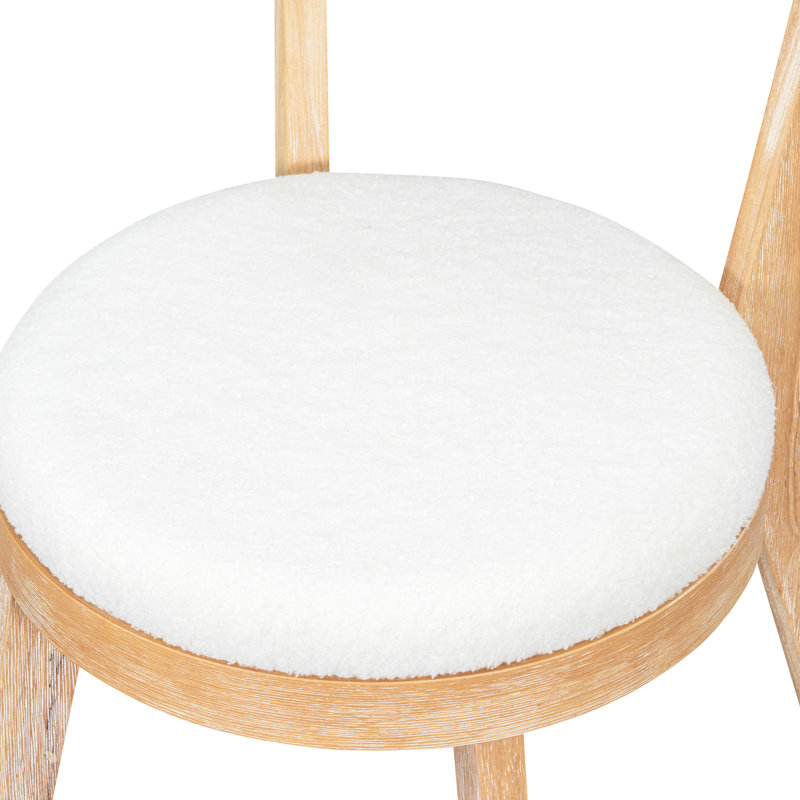 Chaises de salle à manger modernes et rembourrées de 2 avec revêtement beige et bois d'hévéa naturel, rembourrage épais pour les sièges, dossier divisé, espaces convenables, qualité durable, une paire de + naturel, confortable