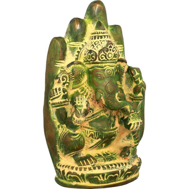 Statue de Lord Ganesha, Or / vert clair