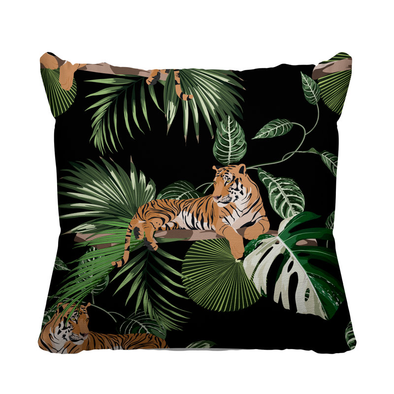 Bonnie Tiger Tropical Safari Indoor Throw Pillow, 16" H x 16" W