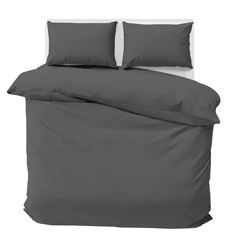 Cathyjo Super Soft Microfibre Reversible 200 TC Plain Duvet Cover Set with Cases, Double Duvet Cover + 2 Standard Pillowcases