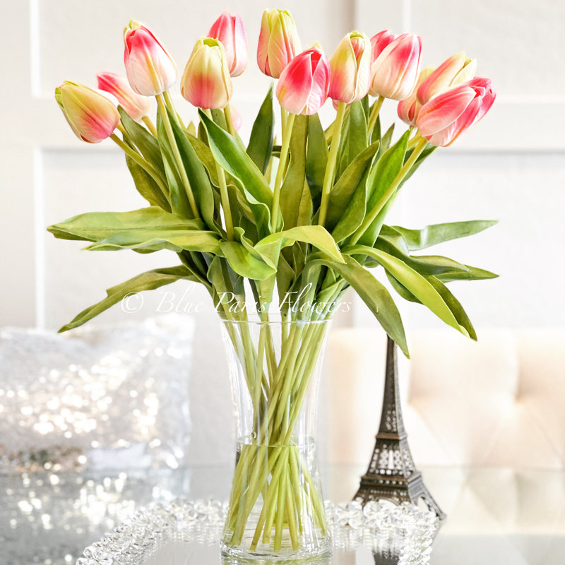 Centre de table 20 po Real Touch, Vert / rose clair