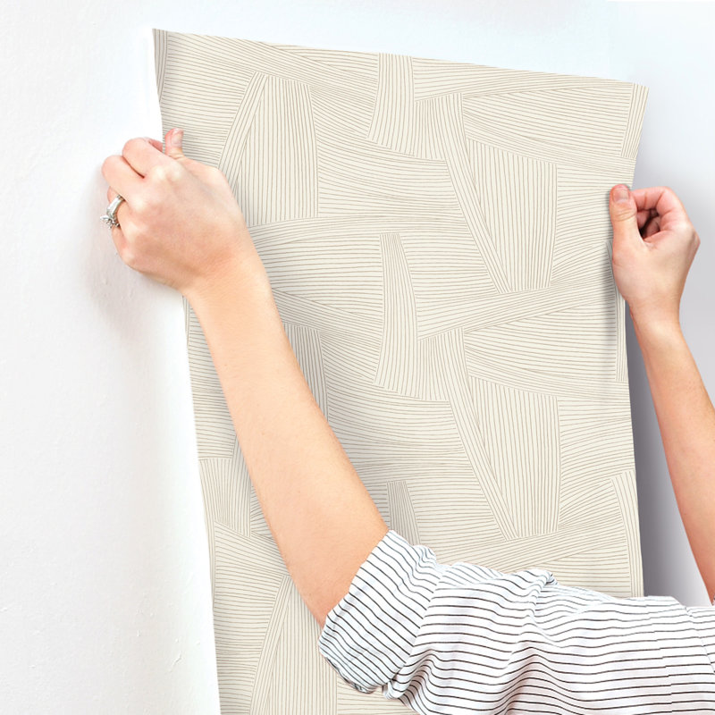 Reid Black Woven Geometric Wallpaper, Light Brown