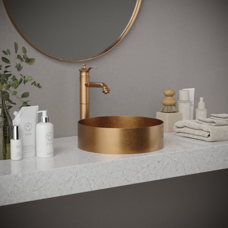 Lavabo de salle de bain vasque circulaire en acier inoxydable 14,25 po Karran Cinox, Cuivre