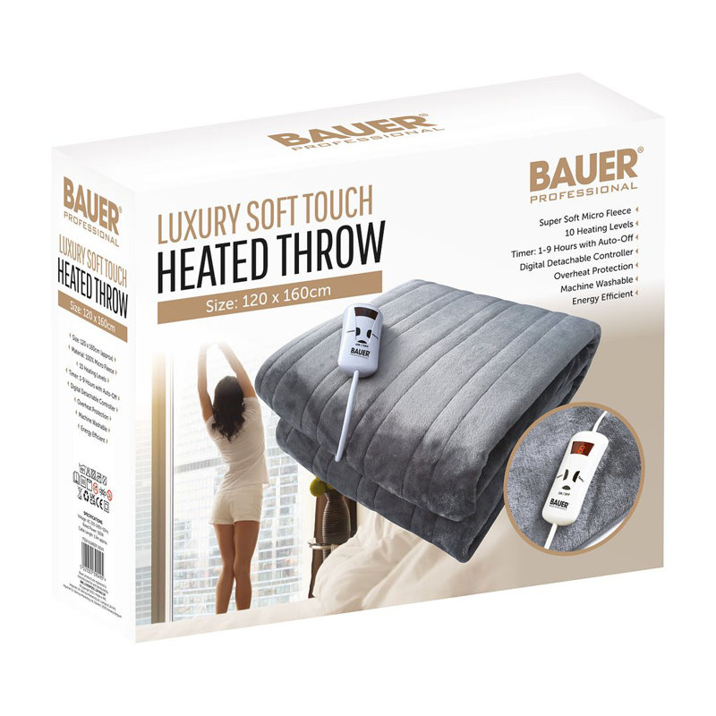 Heated Throw Blanket, Grey