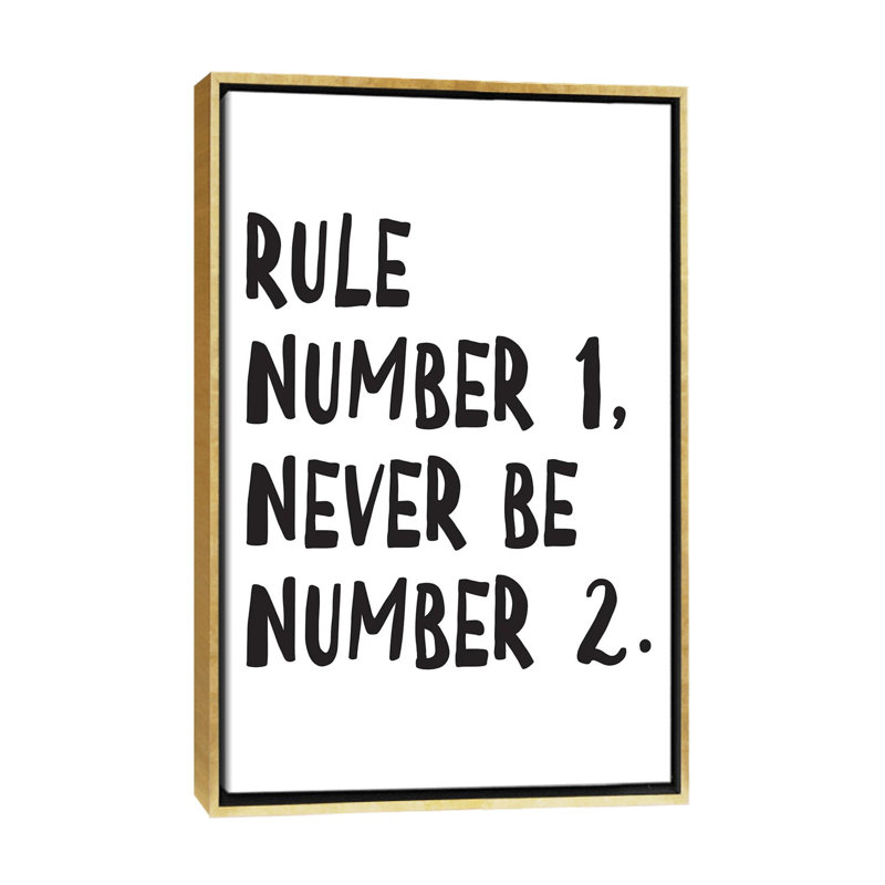 Règle numéro - reproduction d'art textuel, H 60 po x l 40po x P 1,5 po, Toile encadrée d'or, Pas de tapis