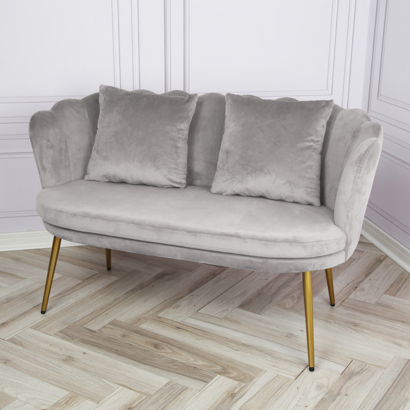 Alfaro 2 Seater Velvet Loveseat, Silver Grey