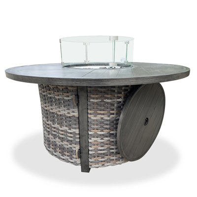 Table de foyer d'extérieur au propane en osier H 25 po x l 46 po avec housse de protection Nisrin