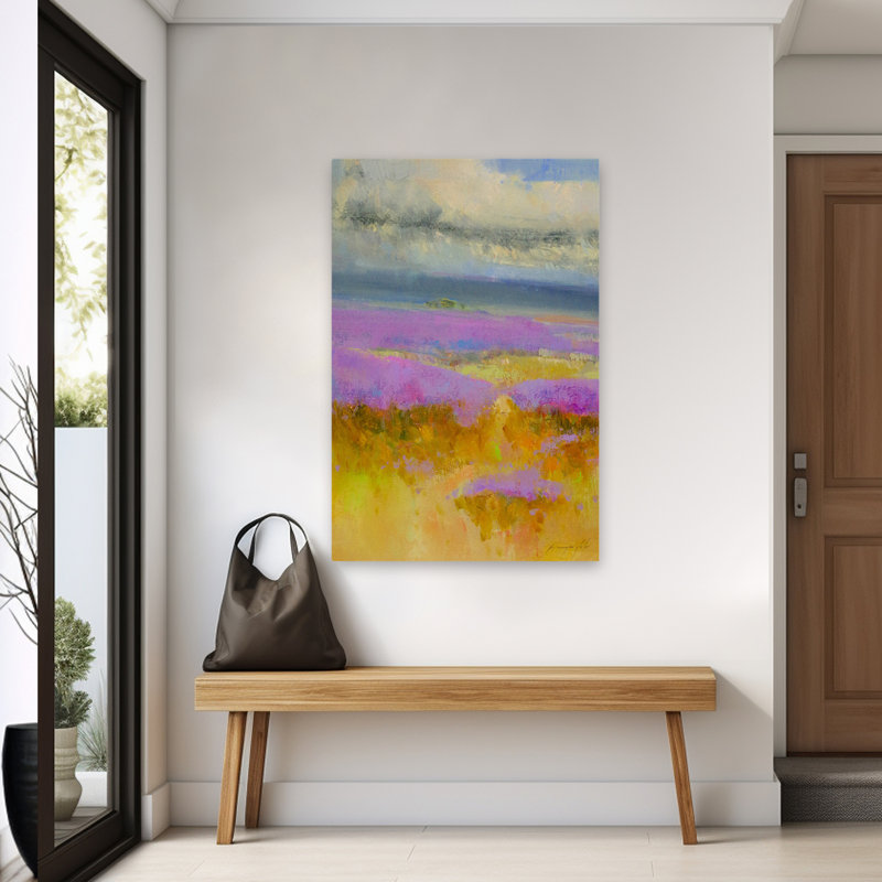 Champ de lavandes 1, art floral, art abstrait contemporain, H 60 po x l 40 po
