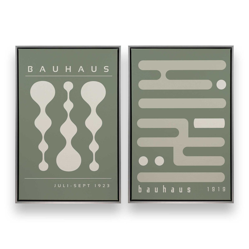 Ensemble rétro de 2 pièces Bauhaus, Cadre flottant en chrome poli, H 19 po x l 26 po