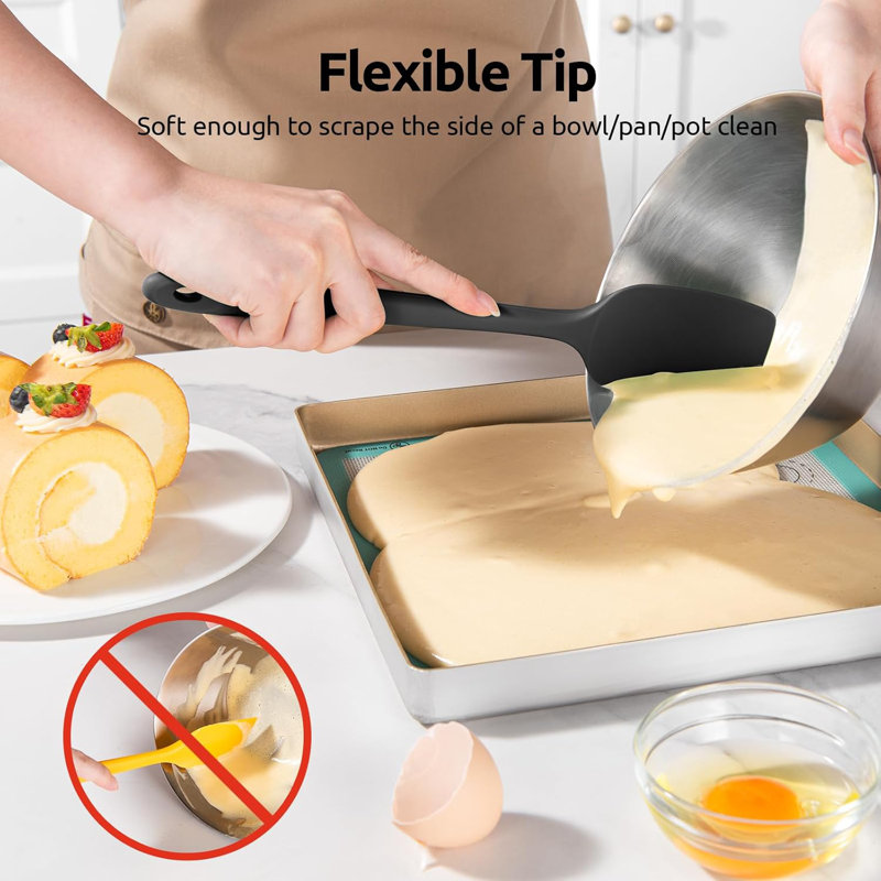 600ºF High Heat-Resistant Silicone Spatula Set, Seamless BPA-Free Kitchen Baking Cooking Mixing Scraping Flexible Rubber Silicone Scraper For Cake Non-Stick Cookware