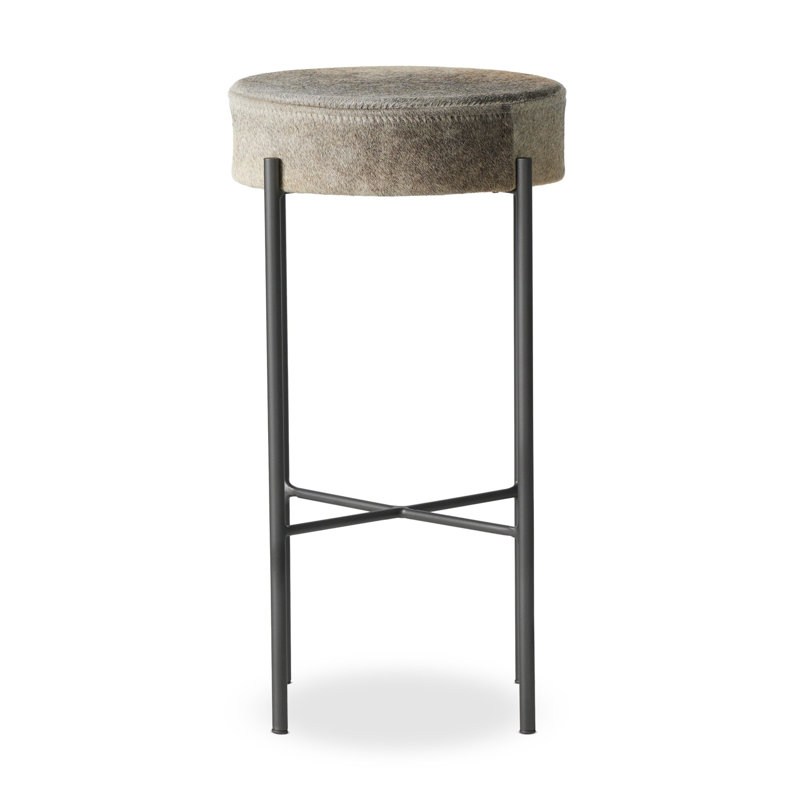 Tabouret de bar et de comptoir Eugenia, Peau mouchetée - noir et blanc, Tabouret de bar (siège d'une hauteur de 30 po)