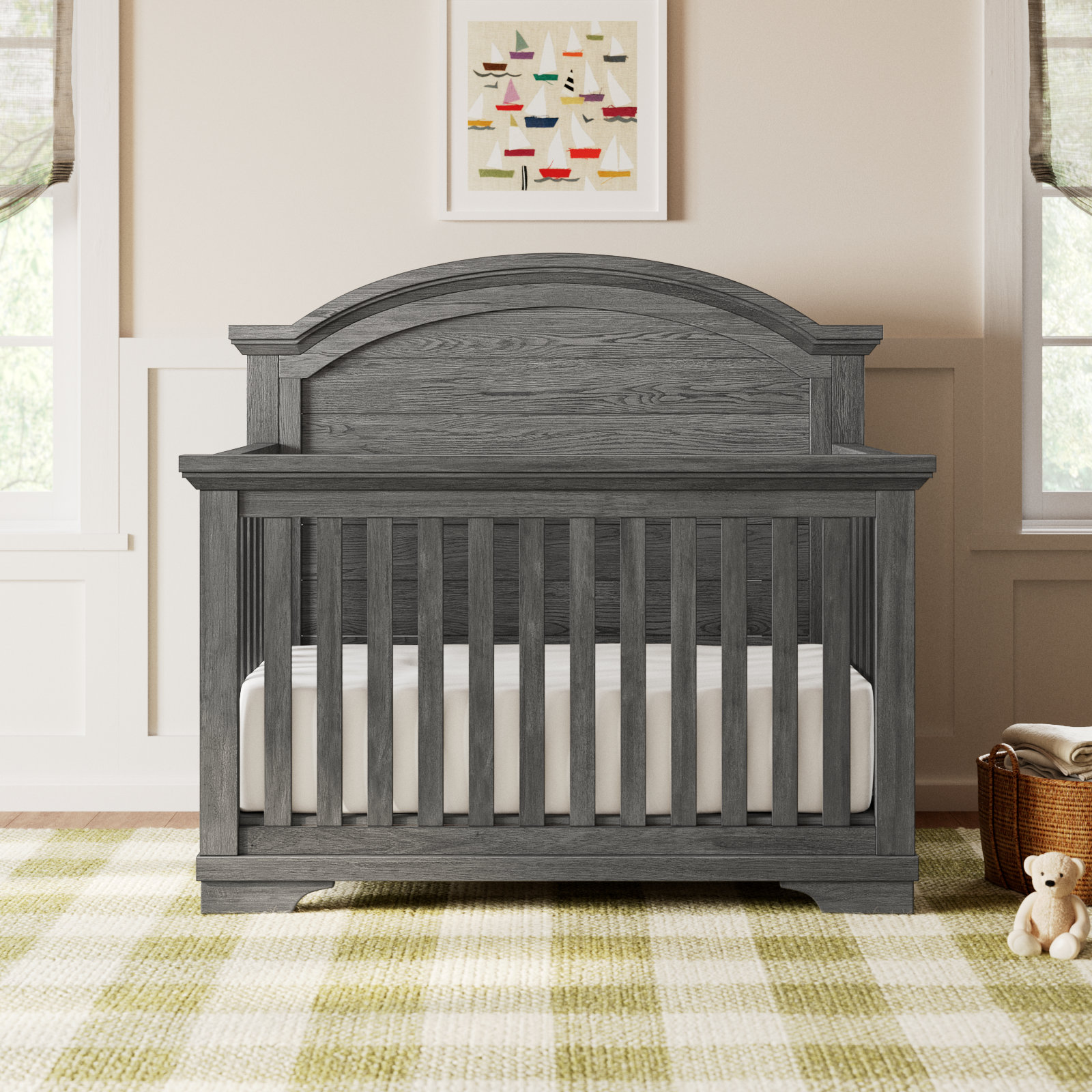 Danbury 4 -in-1 Convertible Crib, Brushed Pewter