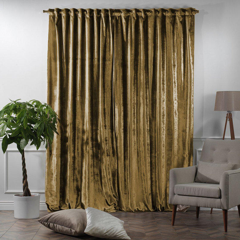 Room Darkening Single Curtain Panel, Brown, 130cm Width x 145cm Drop