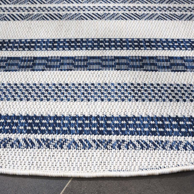Tapis rayé Laris Performance Performance, Rond 6 pi 7 po