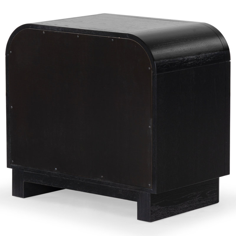 Dinah 2 Drawer Wood Nightstand, Black