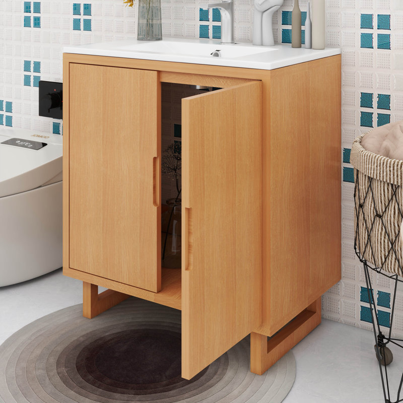 Ensemble de meuble-lavabo 30 po avec lavabo, armoire combinée et meuble de rangement moderne, Burlywood