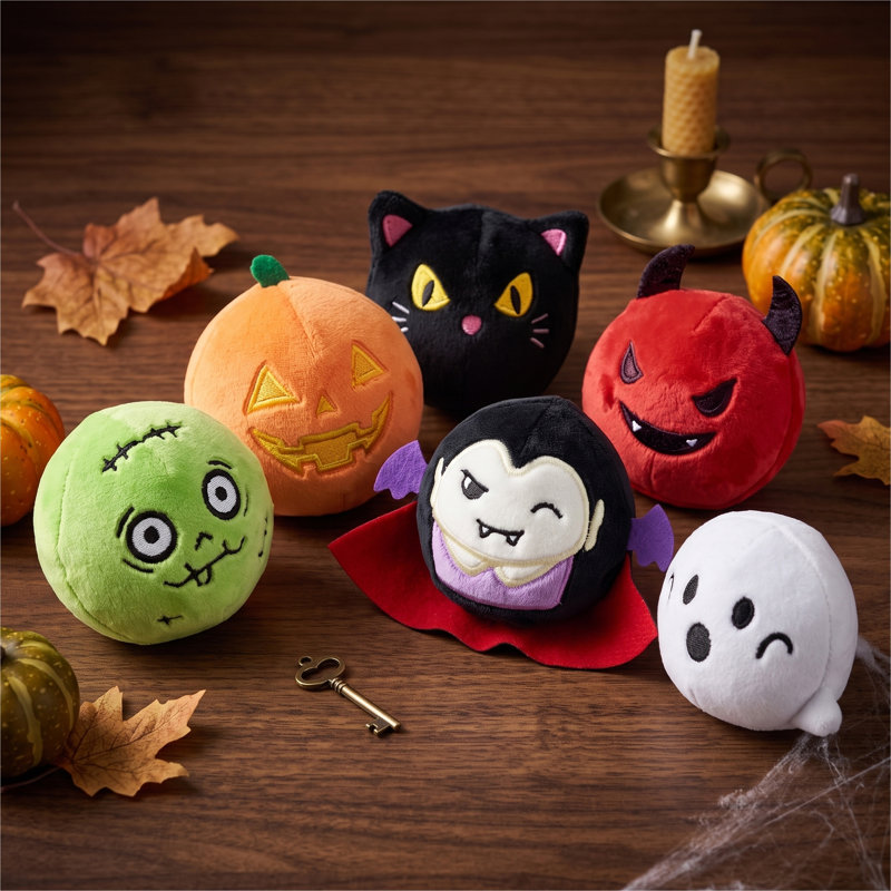 6 pièces de balles rebondissantes en peluche d'Halloween