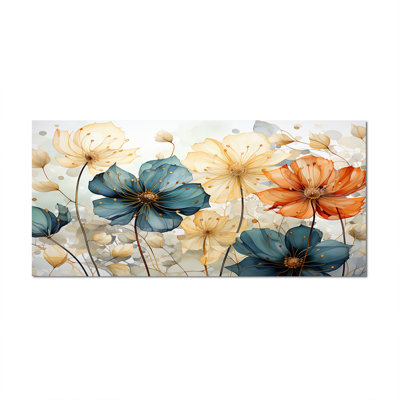 Teal Orange Petal Mosaics I - Print
