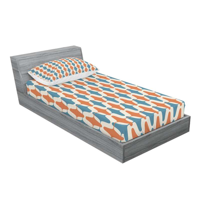 Microfiber Patterned Fitted Sheet, Twin Fitted Sheet with 1 Pillowcase