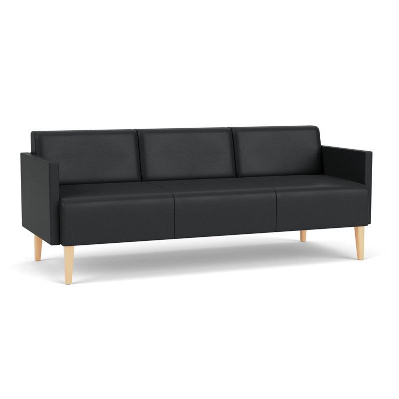 Luxe Lounge Reception Sofa, Modena Graphite, Natural Wood
