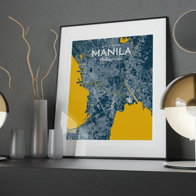 Manila City Map in Amuse 1 Piece Wall Art