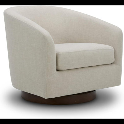 Swivel Accent Chair, FSC Certified Upholstered Fabric Barrel Chair For Living Room, Linen