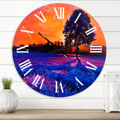 Lavender Fields in Summer Evening Glow - Farmhouse wall clock