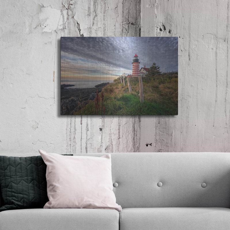 Mur de métal Breakwater Bay «West Quoddy Head Light» par Rick Berk, H 24 po x l 36 po