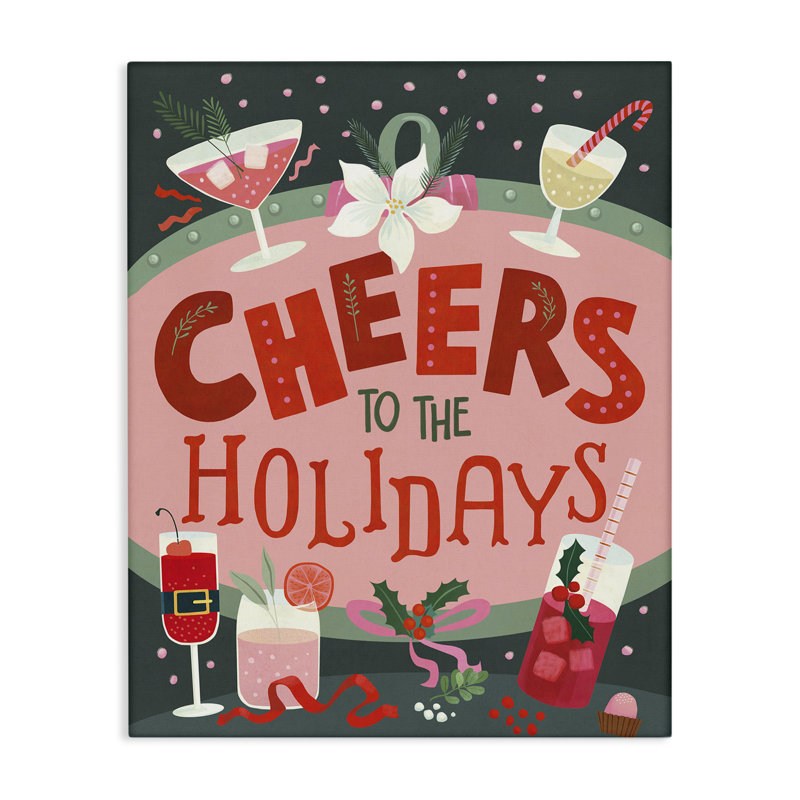 «Cheers Festive Holiday Drinks», art mural par Laura Watson, H 20 po x l 16 po