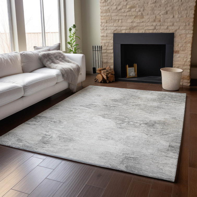 Premium Machine Washable Cerrito AMF592 Silver Rug