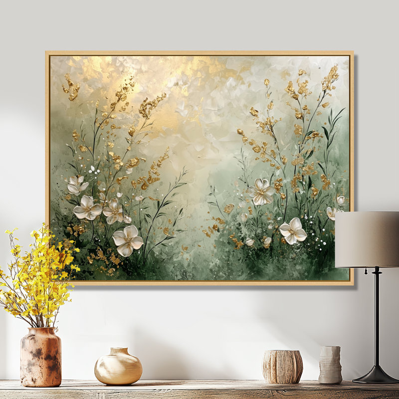 Ishaani Wildflowers Spring Symphony Fury III - Art mural fleurs sauvages, H 30 po x l 40 po, Impression encadrée flottante