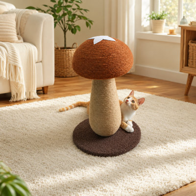 Mushroom Cat Scratching Post – Sisal Rope Scratch Tower with Sturdy Base