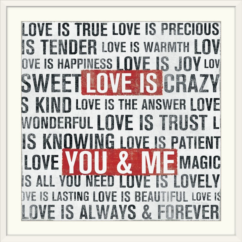 «Ahearn Love Is» par Michael Mullan - reproduction d'art textuel, H 38 po x l 38 po x P 1 po, Cadre blanc