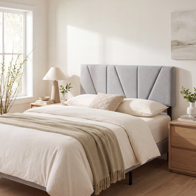 Full/Queen Size Headboard Only, Linen Upholstered HeadBoard | Head Board with Height Adjustments, High-Density Sponge Padding, Sturdy and Durable Wood, Luxury Texture, Easy Assembly