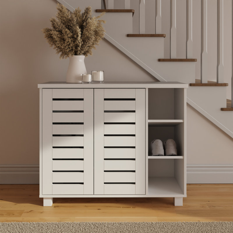 15 Pair Shoe Storage Cabinet, White