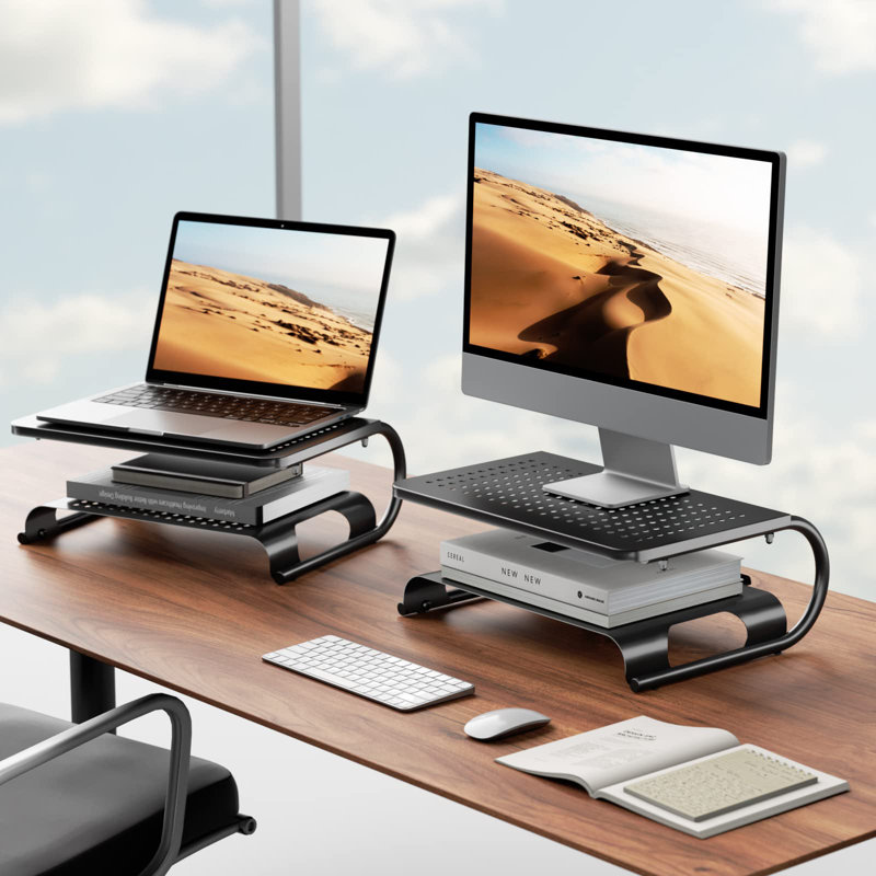 Monitor Stand Riser, Computer Desktop Stand Riser Holder, Vented Metal 2 Tier Desk Shelf