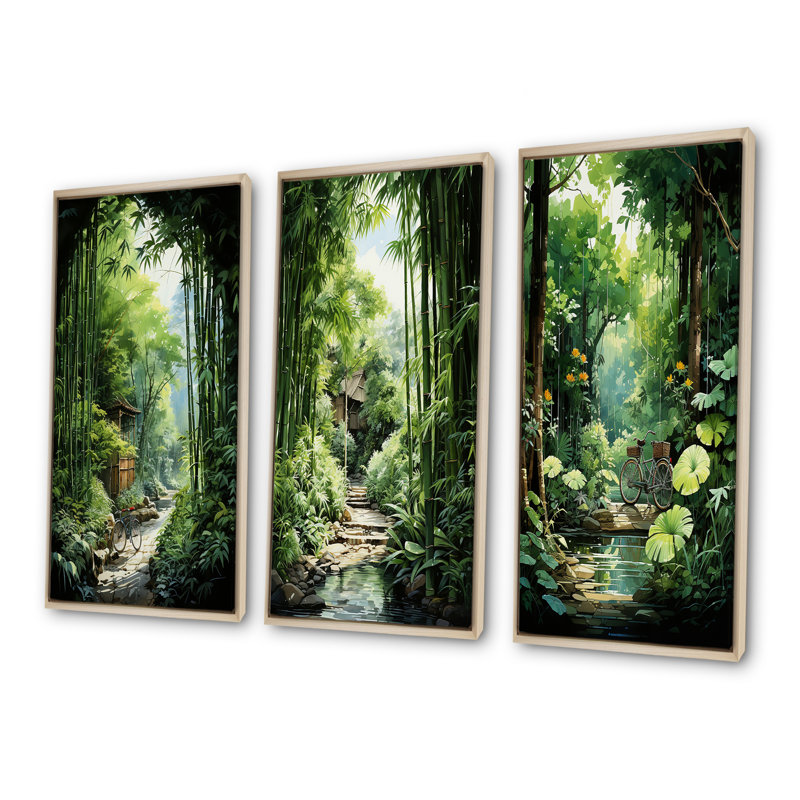 Jade Journey Green Forest, Cadre flottant brun, H 28 po x l 36 po