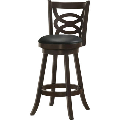 Tabourets de bar pivotants Cappuccino (de 2) - Finition riche, siège noir, pour utilisation dans la salle à manger (2)