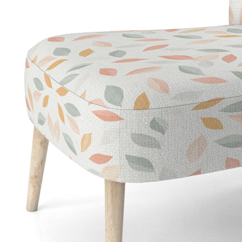 Chaise d'appoint abstraite revêtue de pétales bohémiens jaunes et roses, Chaise d'appoint sans accoudoirs