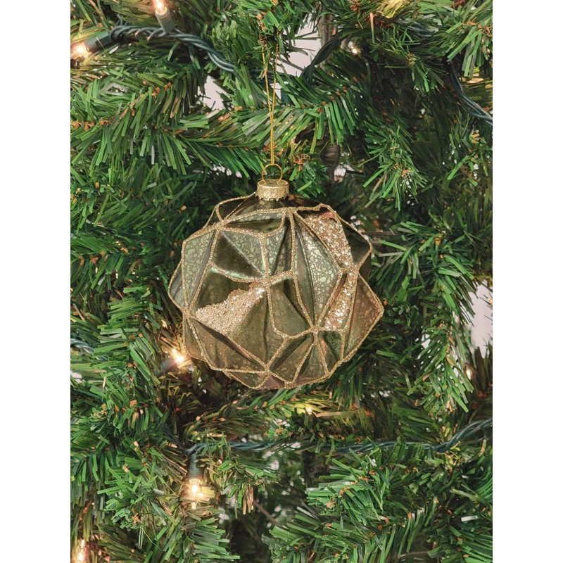  Ornement de Noël en forme de boule dorée en forme de boule hexagonale F07M7-37-LH76-23092