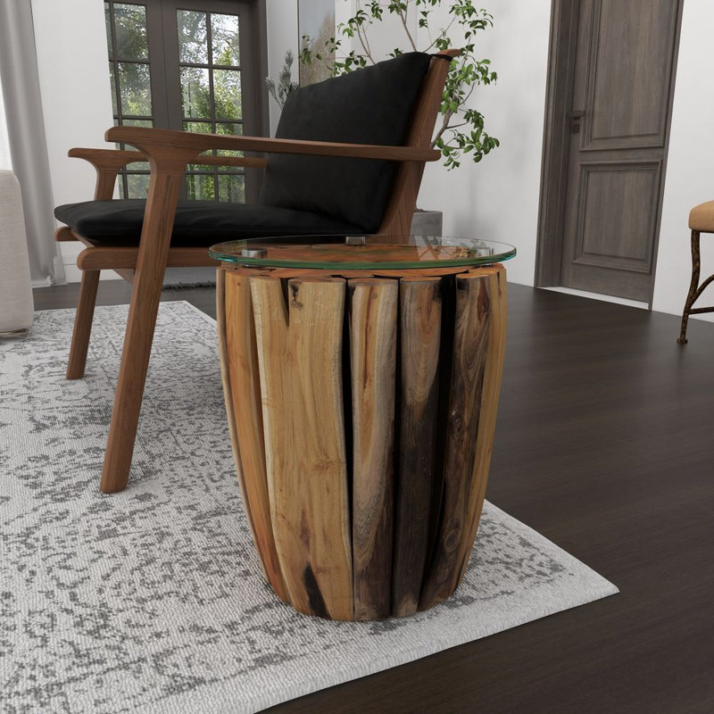 Table d'appoint en bois de teck brun Ranier