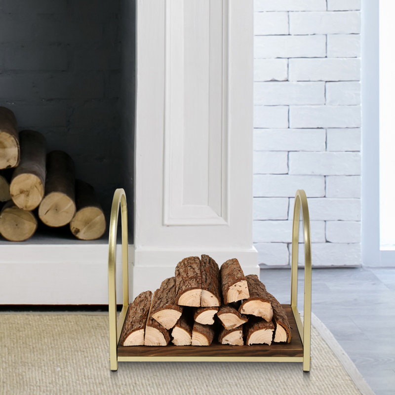 Juleny 42.9 cm W X 30 cm D Brass Tone Log Rack