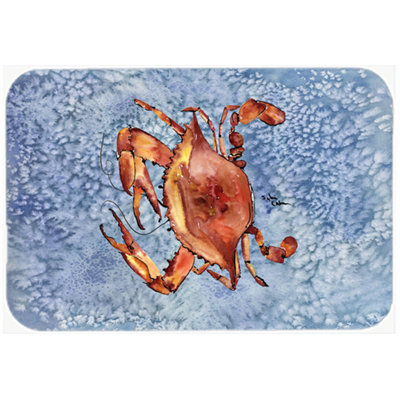 Orange Crab on Lightblue Glass Cutting Board