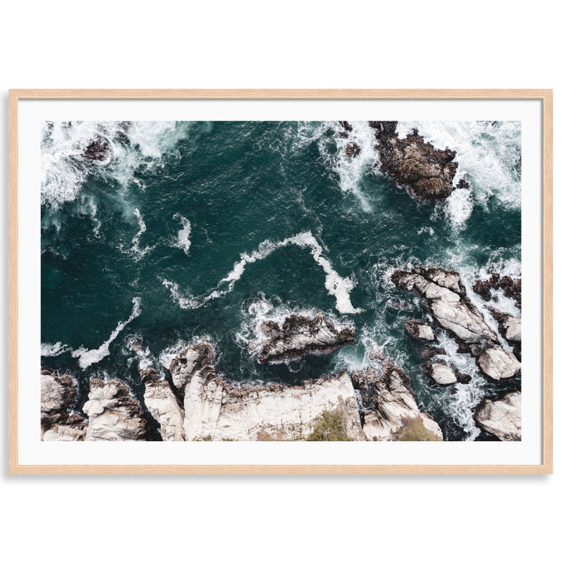 Carmel Bluffs Print by Carly Tabak, 25" W x 18" H, Natural Wood