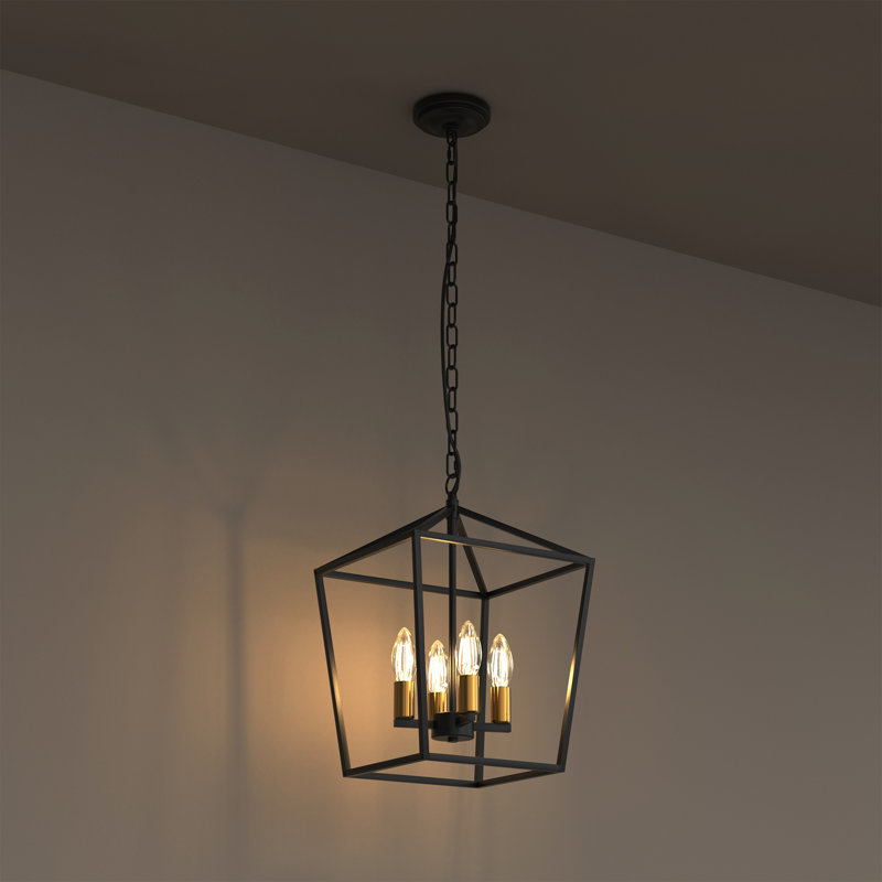 Luminaire suspendu lanterne 4 lumières avec chaîne de suspension