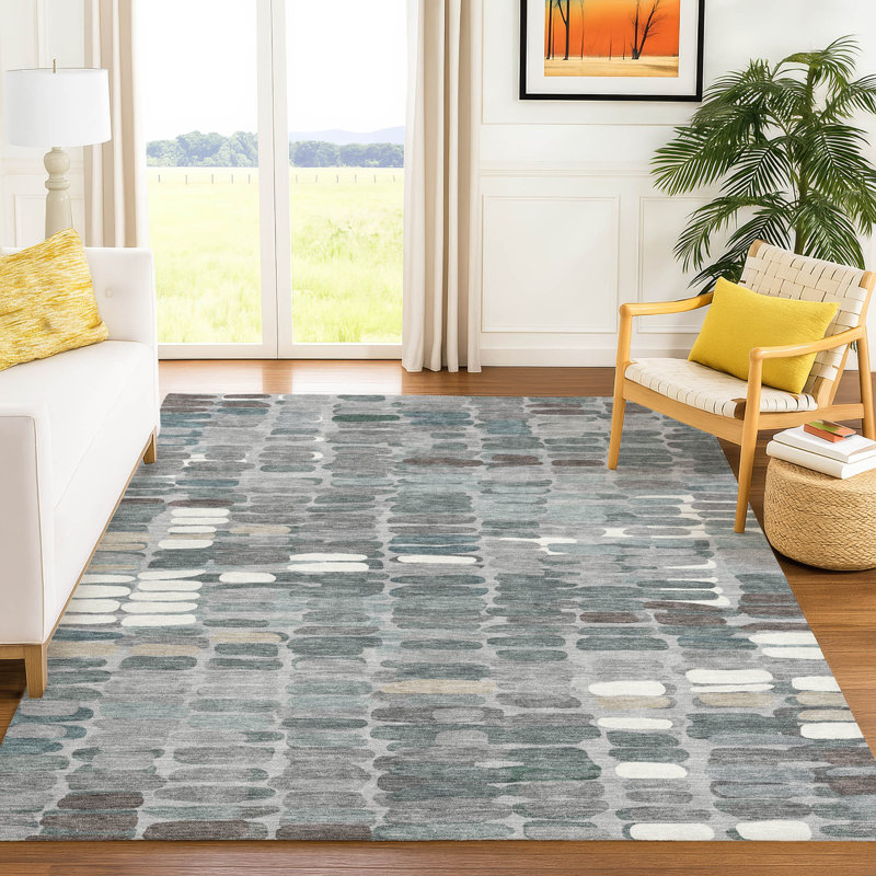 Machine Washable Indoor/Outdoor Molewski ACN2349 Abstract Rug, Rectangle 3' x 5'