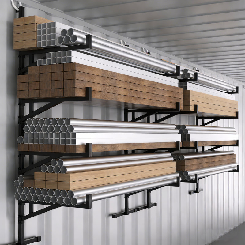 4-Pack Heavy-Duty 3-Tier Shipping Container Shelving Brackets, 19.88"D x 66.92"H, 1100 lb Capacity Universal Storage Racks for Freight Containers, Black