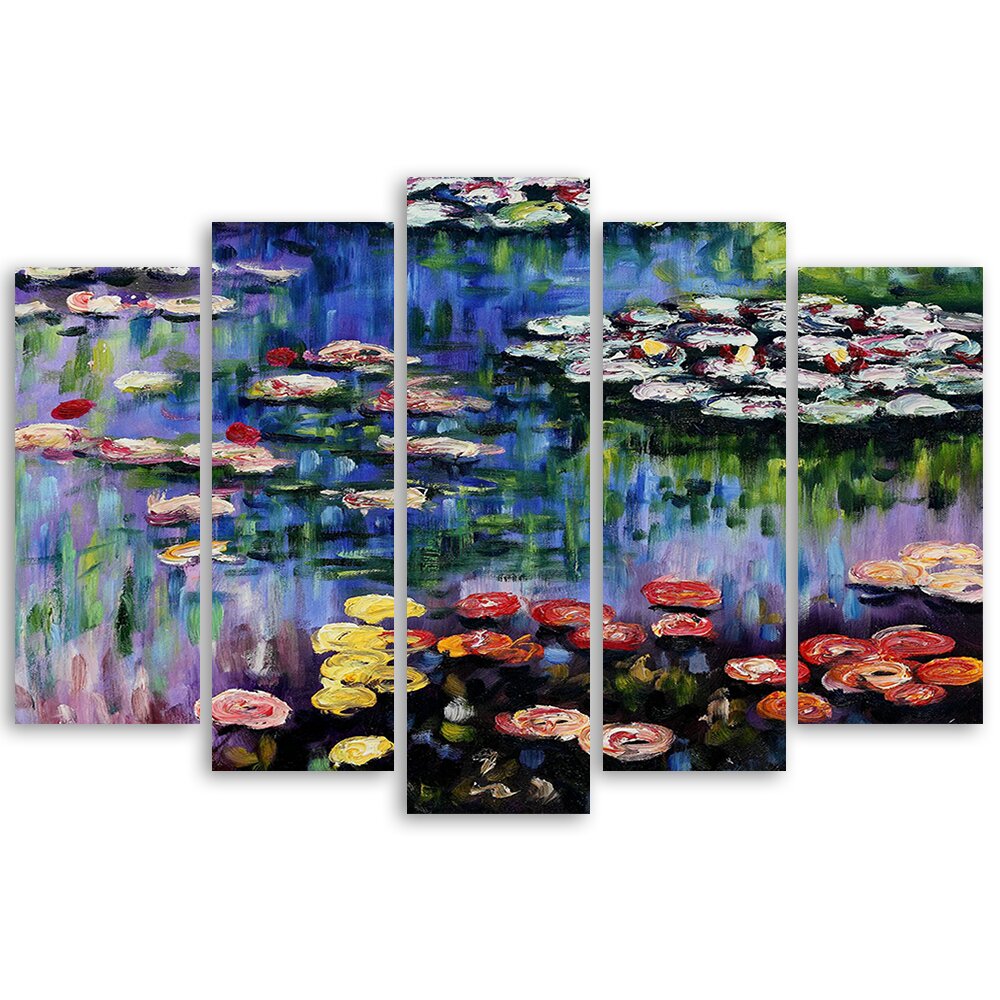 5-tlg. Leinwandbilder-Set Water Lilies von Claude Monet